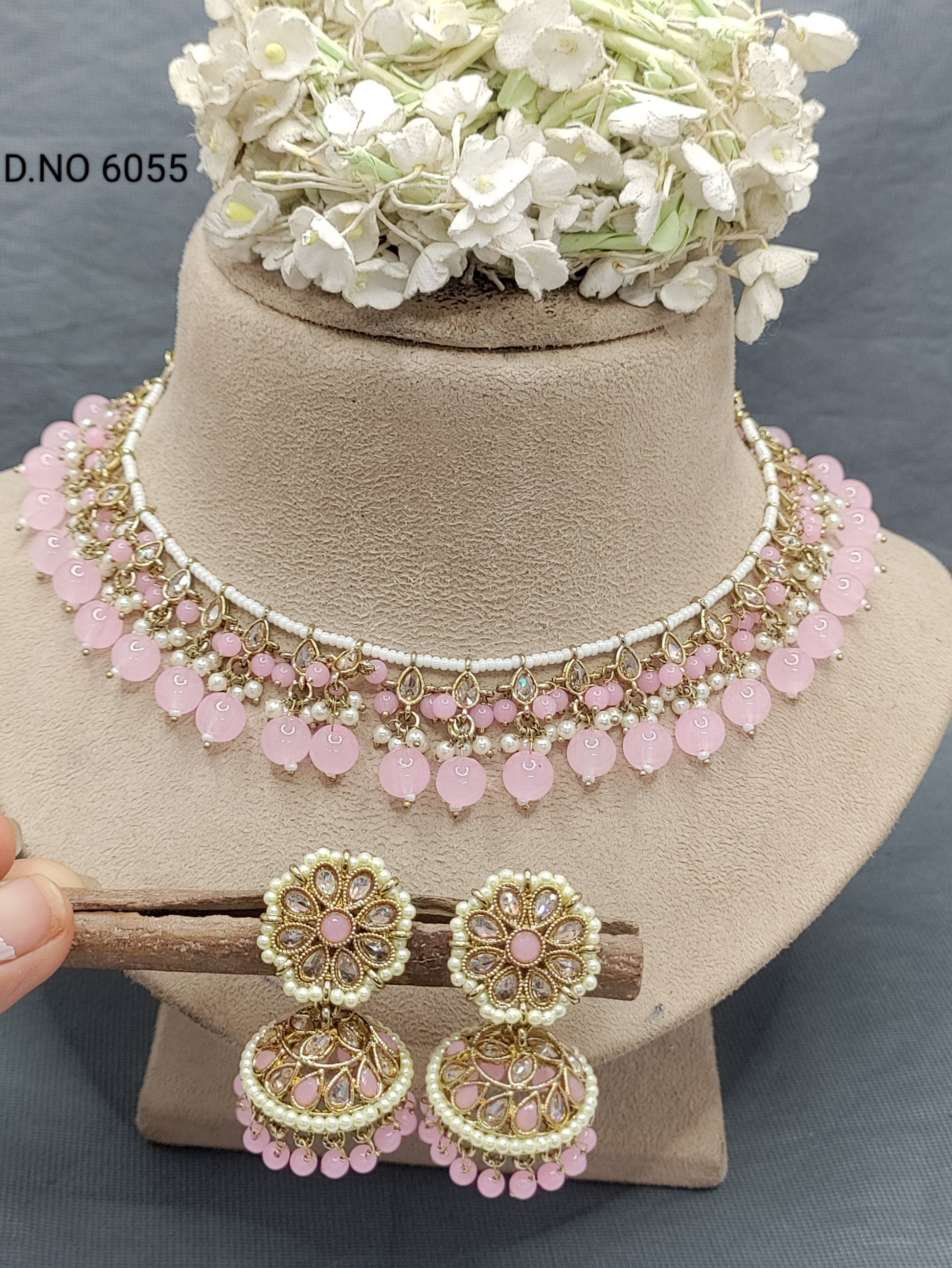 Polki Mehandi Necklace Set Sku 6055 rchiecreation