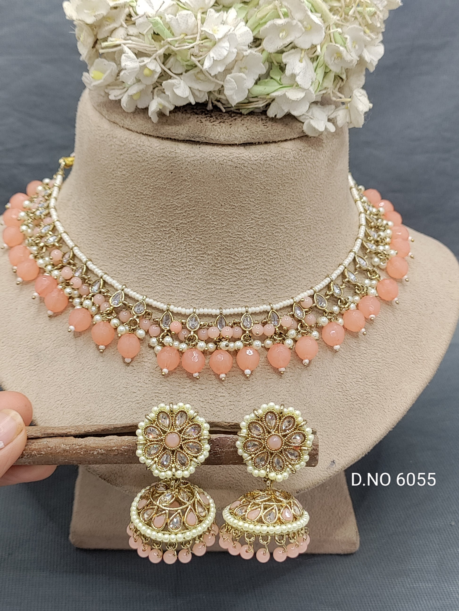 Polki Mehandi Necklace Set Sku 6055 rchiecreation
