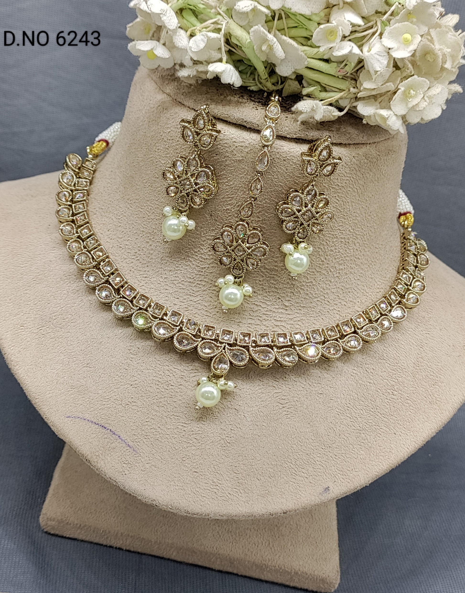 Polki Mehandi Necklace Set Sku 6243 rchiecreation
