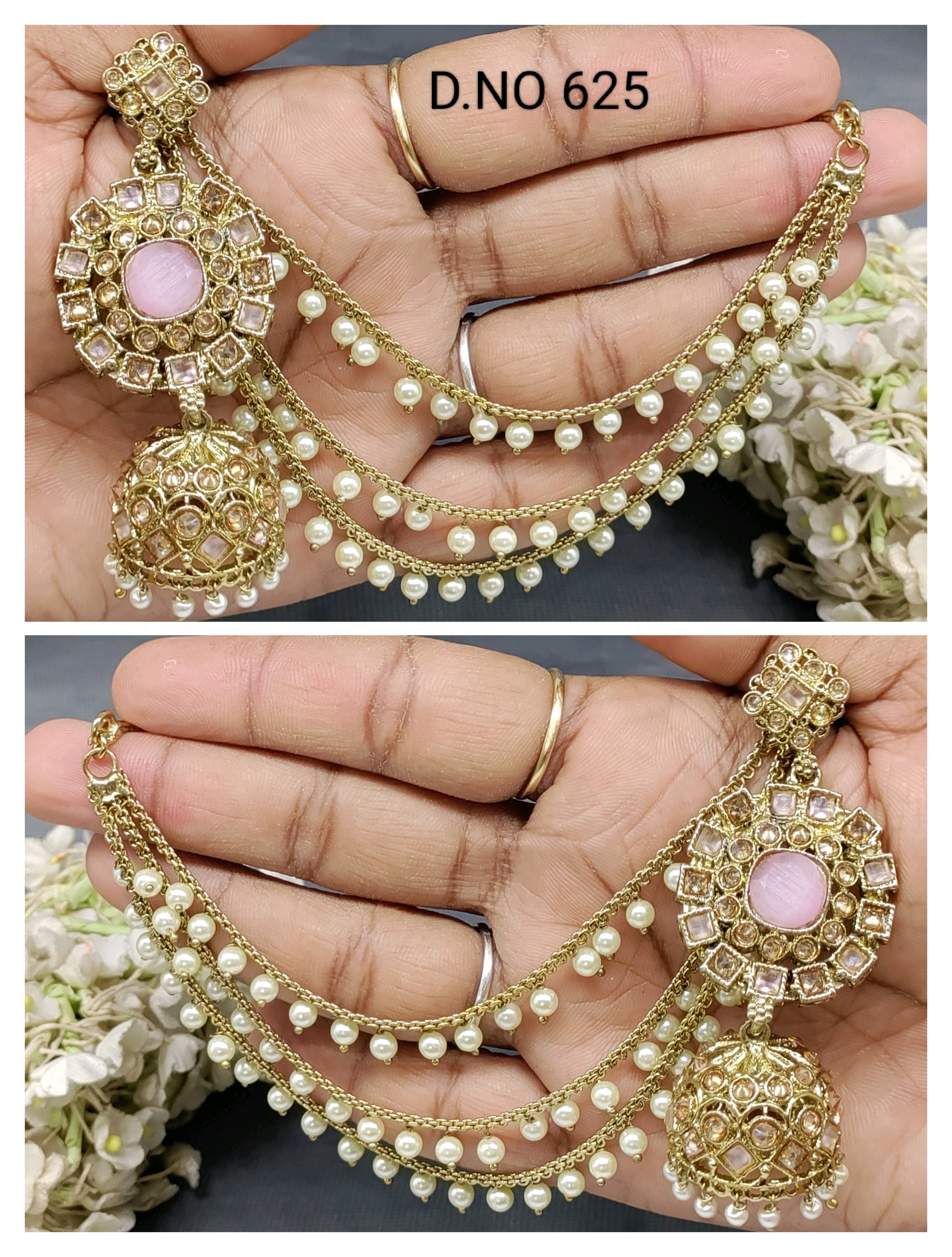 Polki Mehndi Bahubali Earring Sku-625 A4 rchiecreation