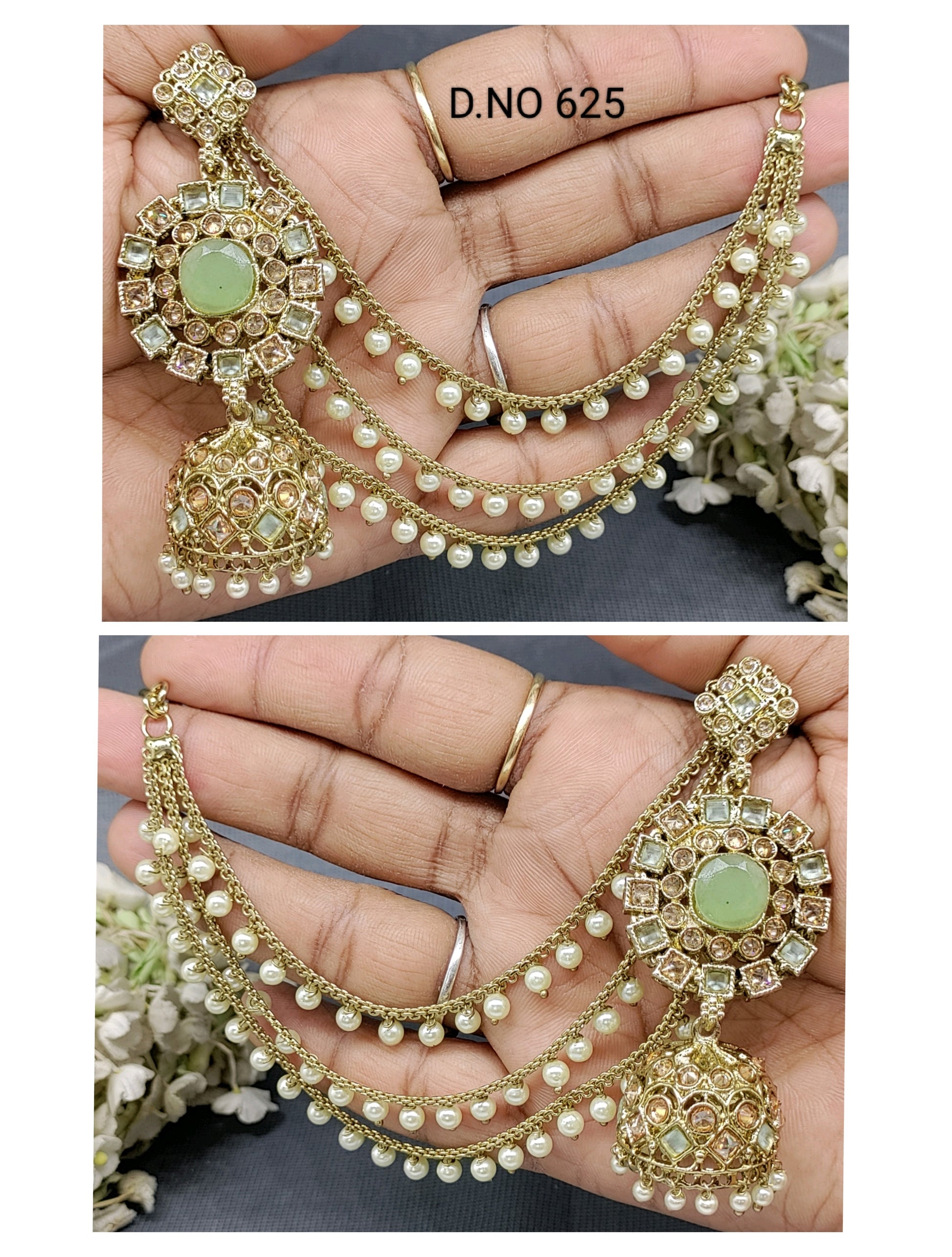 Polki Mehndi Bahubali Earring Sku-625 A4 rchiecreation