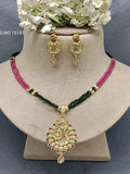 Antique Golden Mala Necklace Set Sku 15181 rchiecreation