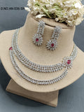 Cz Ad Rodium Necklace Set Sku AN 036 SR rchiecreation