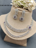 Cz Ad Rodium Necklace Set Sku AN 036 SR rchiecreation