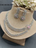 Cz Ad Rodium Necklace Set Sku AN 036 SR rchiecreation