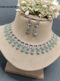 Cz Ad Rodium Necklace Set Sku AN 040 SR rchiecreation