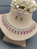 Cz Ad Rodium Necklace Set Sku AN 040 SR rchiecreation