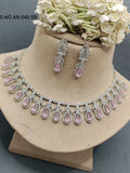 Cz Ad Rodium Necklace Set Sku AN 040 SR rchiecreation