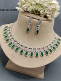 Cz Ad Rodium Necklace Set Sku AN 040 SR rchiecreation