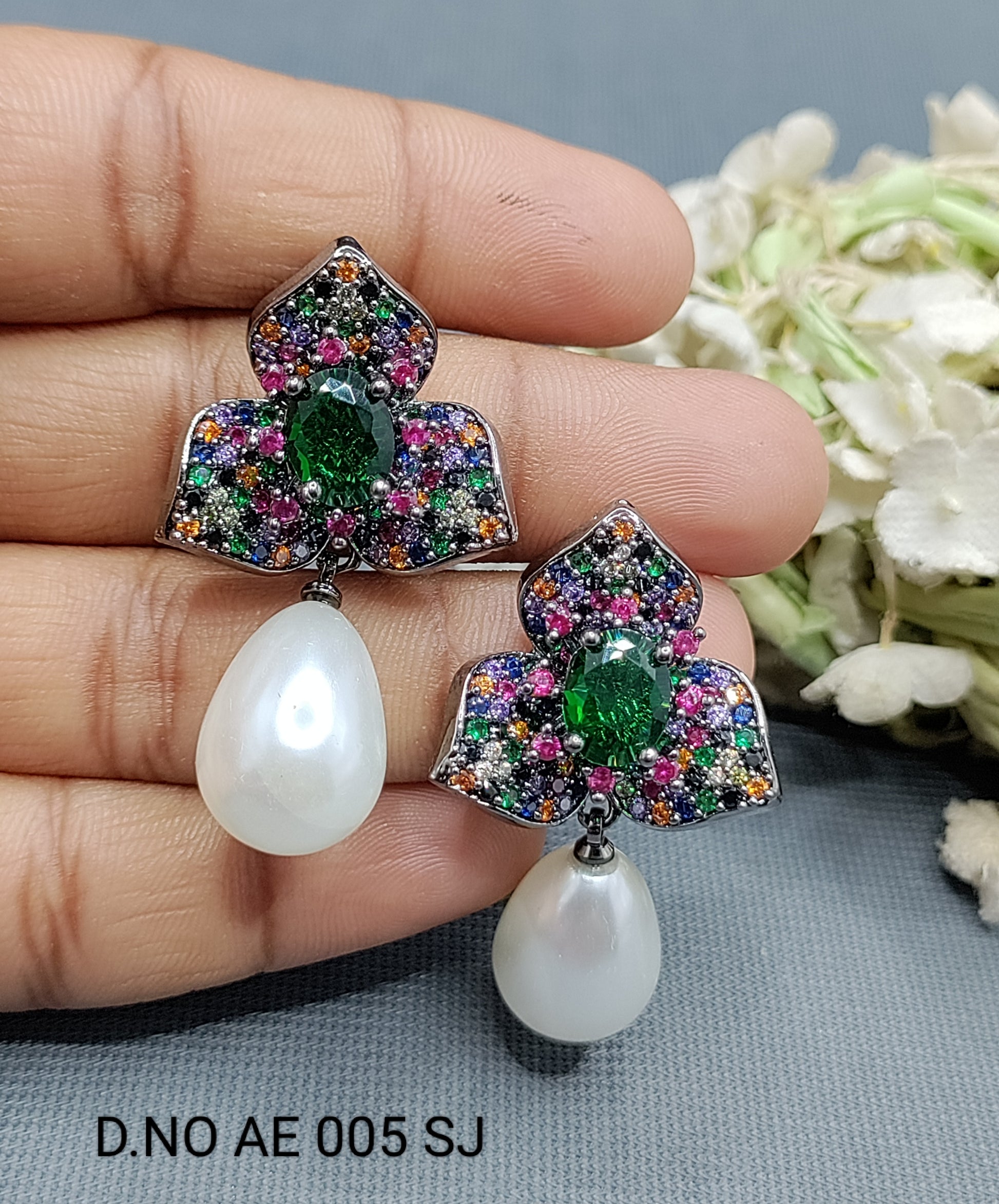 Cz Ad Victorian Tops & Stud Earring Sku AE 005 SJ rchiecreation