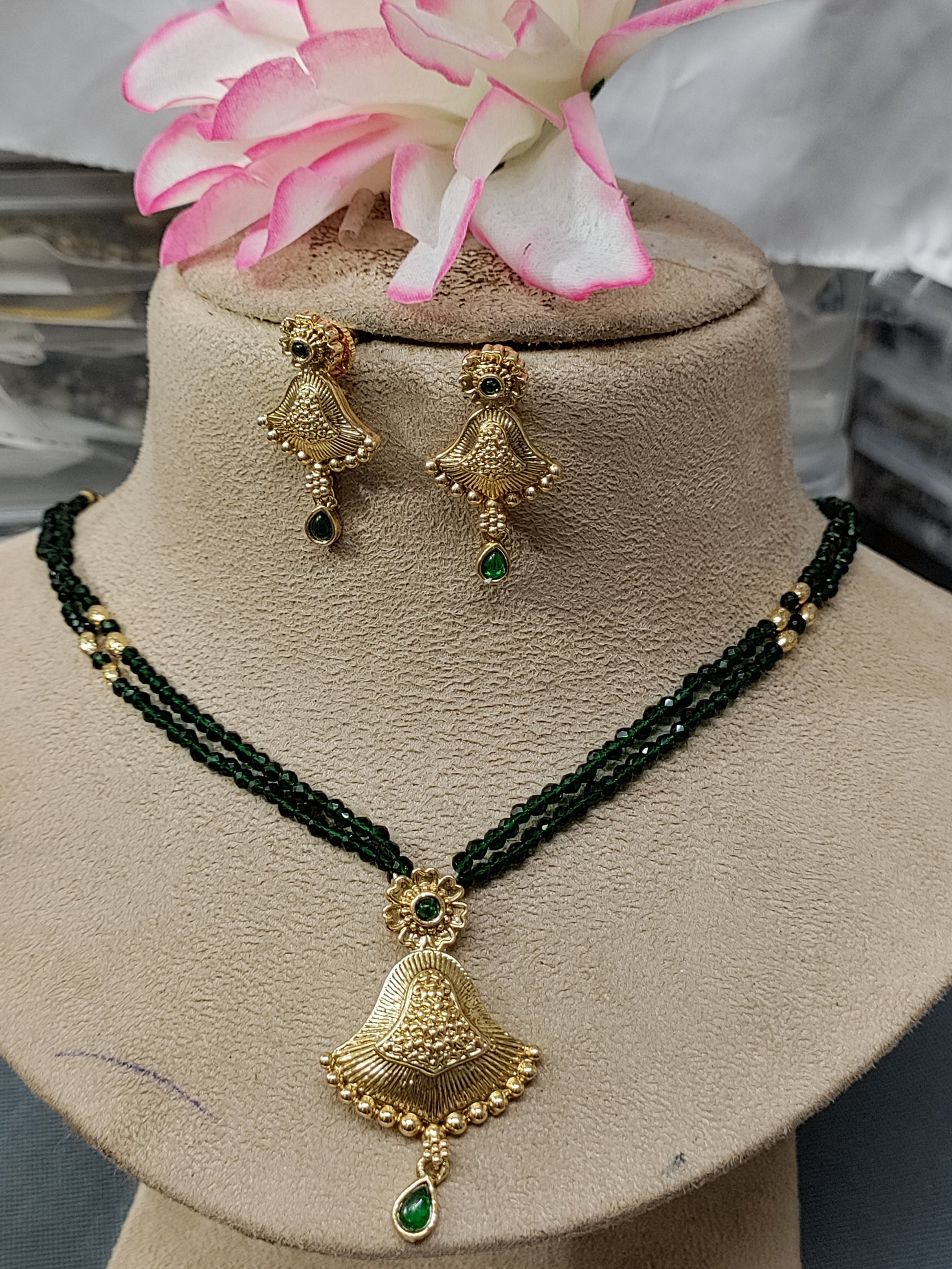 Antique Golden long Necklace Mala Sku 15103 D4 rchiecreation