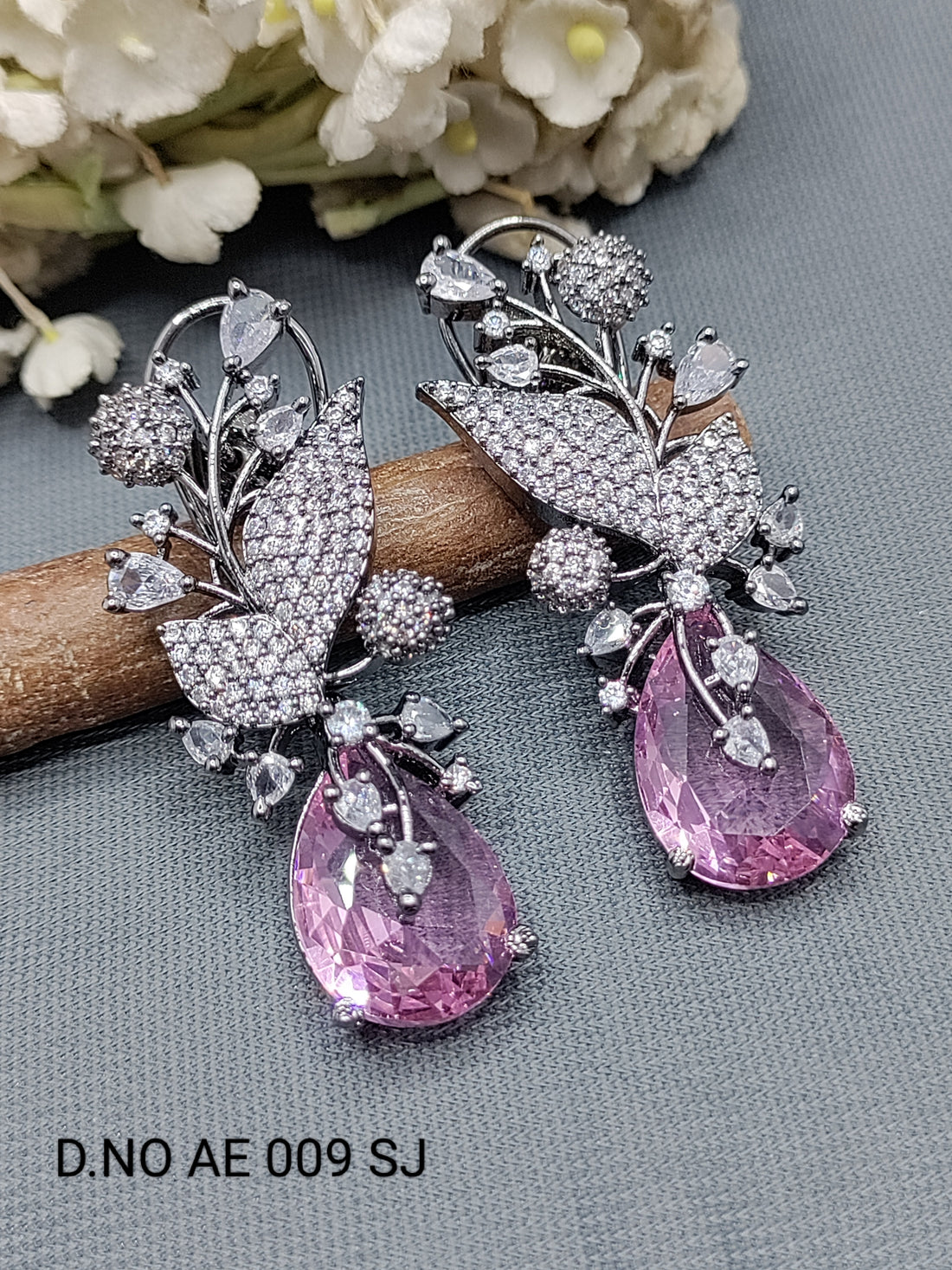 Cz Ad Rodium Earrings Sku AE 009 SJ rchiecreation