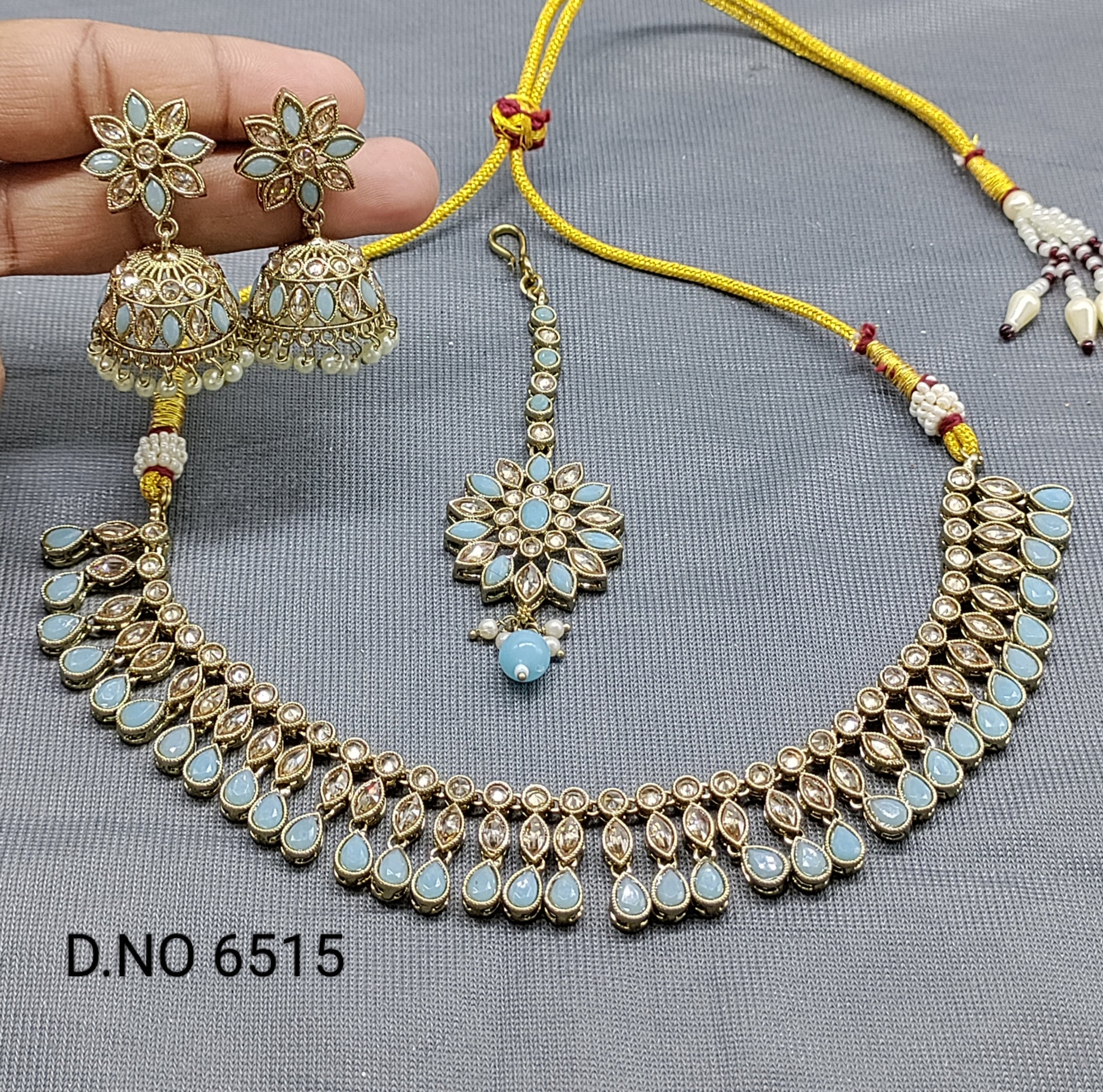 Polki Mehandi Necklace Set Sku 6515 B1 rchiecreation