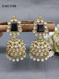 Kundan Mehandi Jhumki Earring Sku 2188 rchiecreation