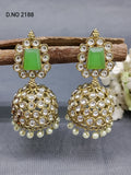 Kundan Mehandi Jhumki Earring Sku 2188 rchiecreation