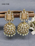 Kundan Mehandi Jhumki Earring Sku 2188 rchiecreation