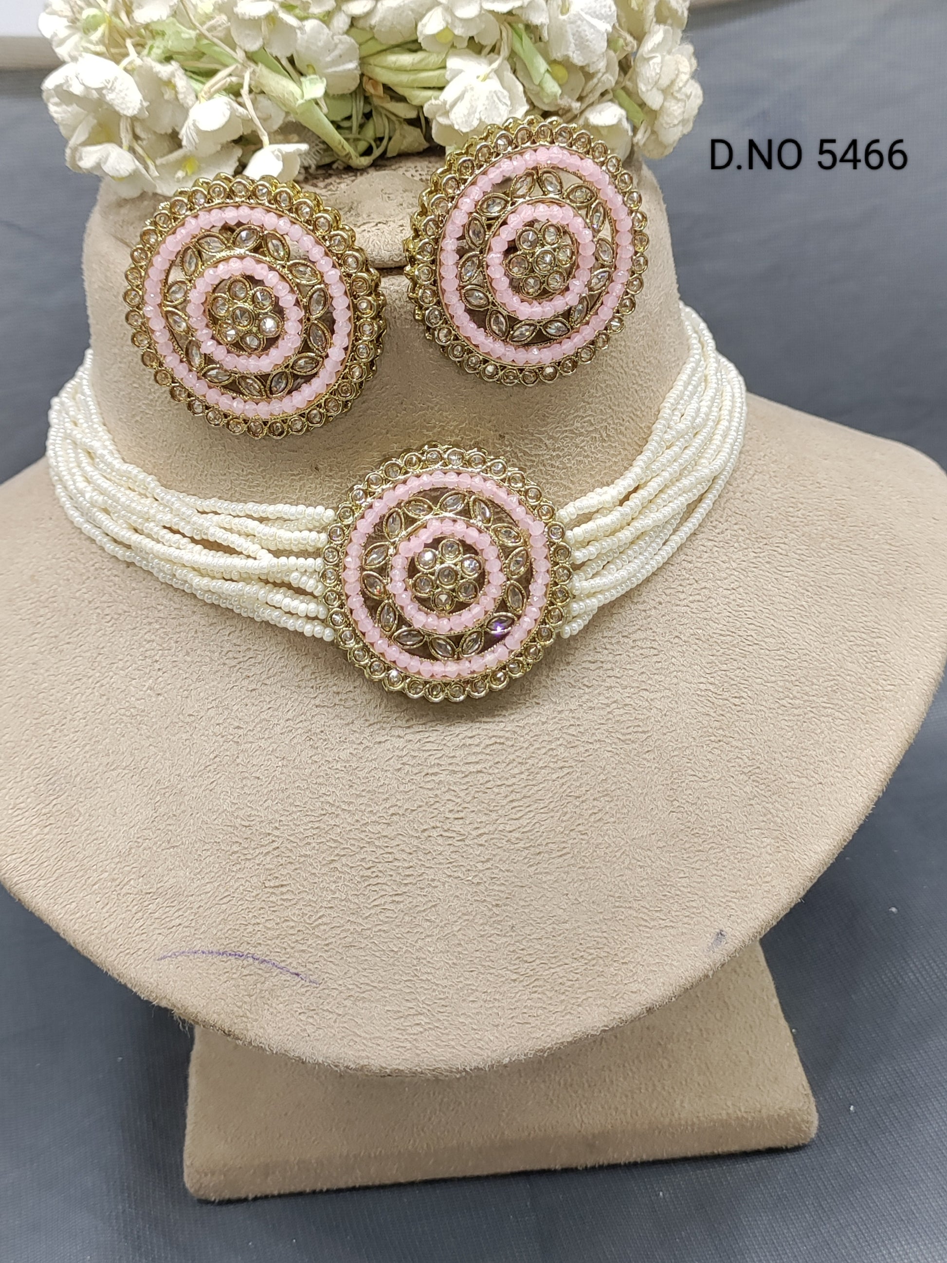 Polki Choker Necklace Mehndi Set Sku-5466 B1 rchiecreation