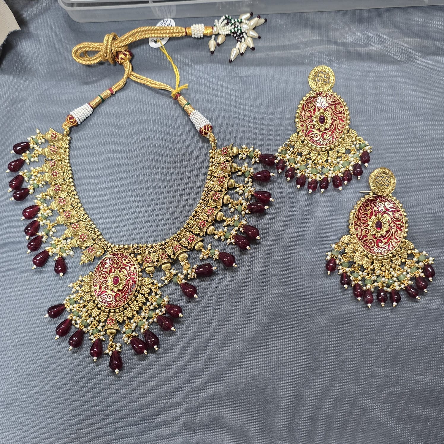 Antique Golden Panjabi Necklace Set Sku 15095 E4 rchiecreation