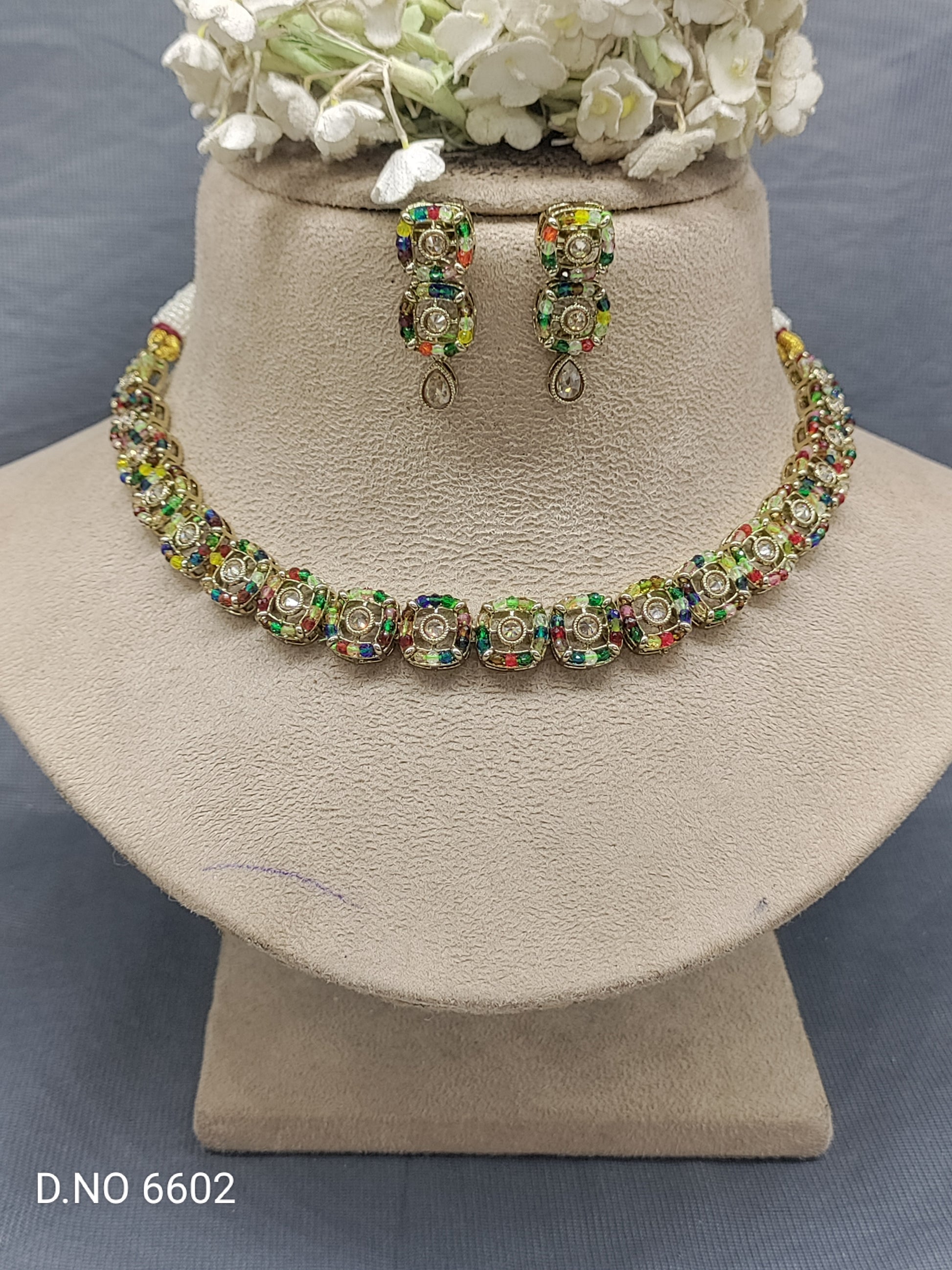 Polki Mehandi Necklace Set Sku 6602 rchiecreation
