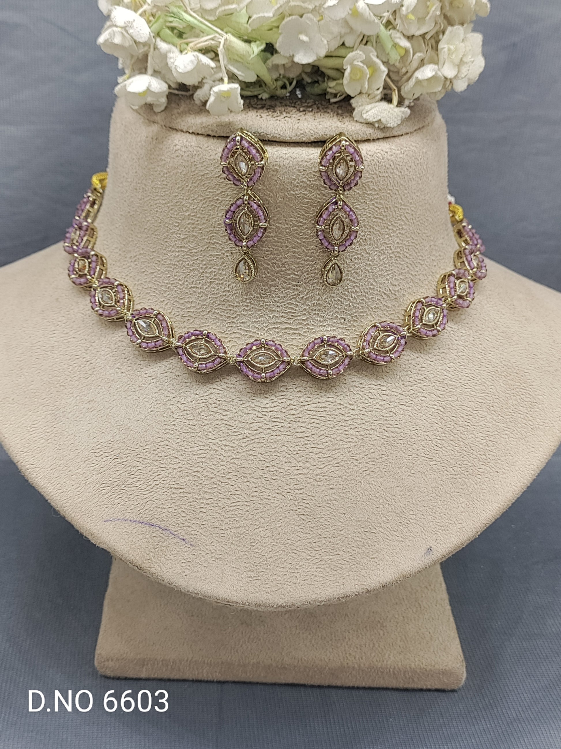 Polki Mehandi Necklace Set Sku 6603 rchiecreation
