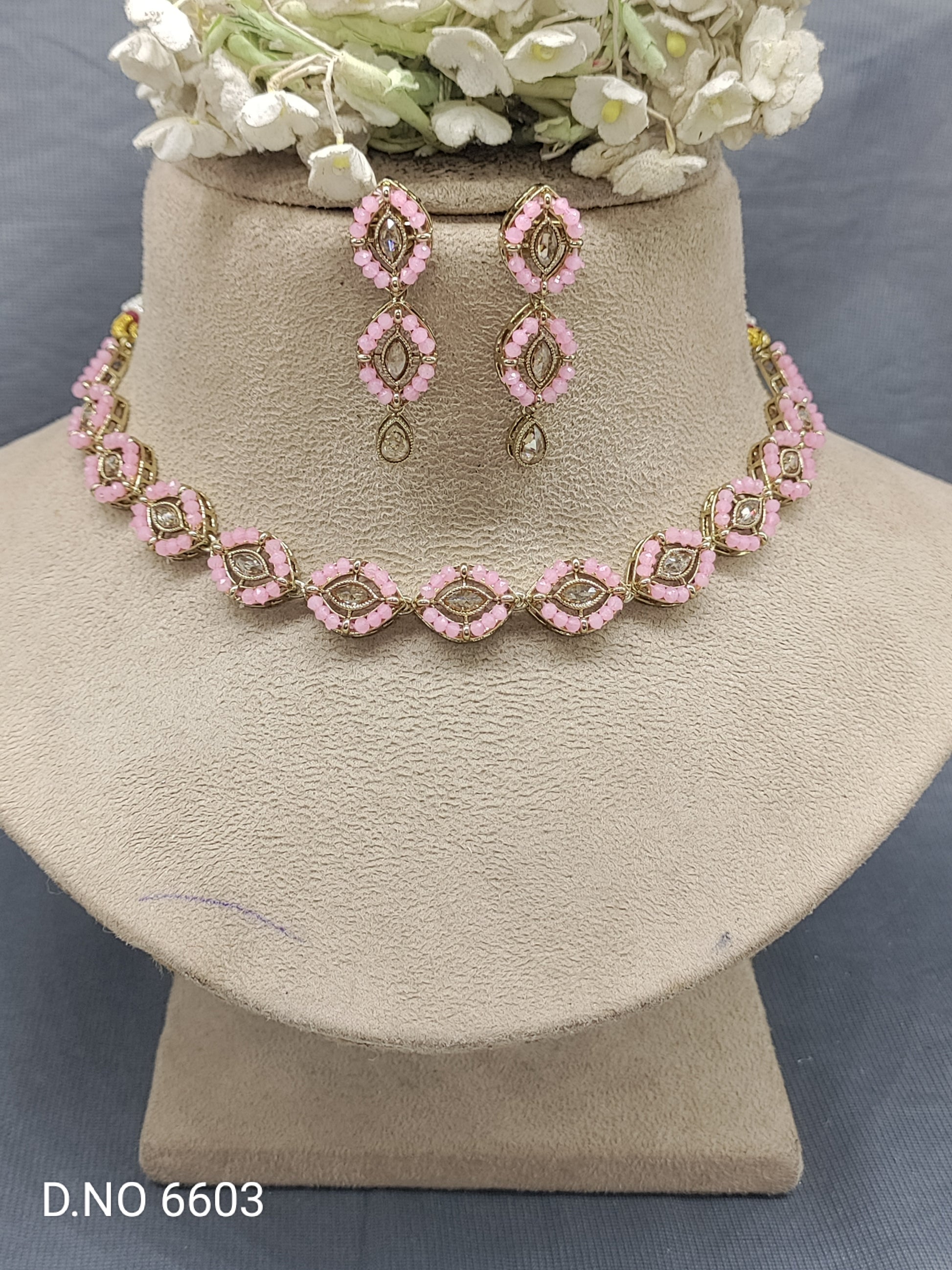 Polki Mehandi Necklace Set Sku 6603 rchiecreation