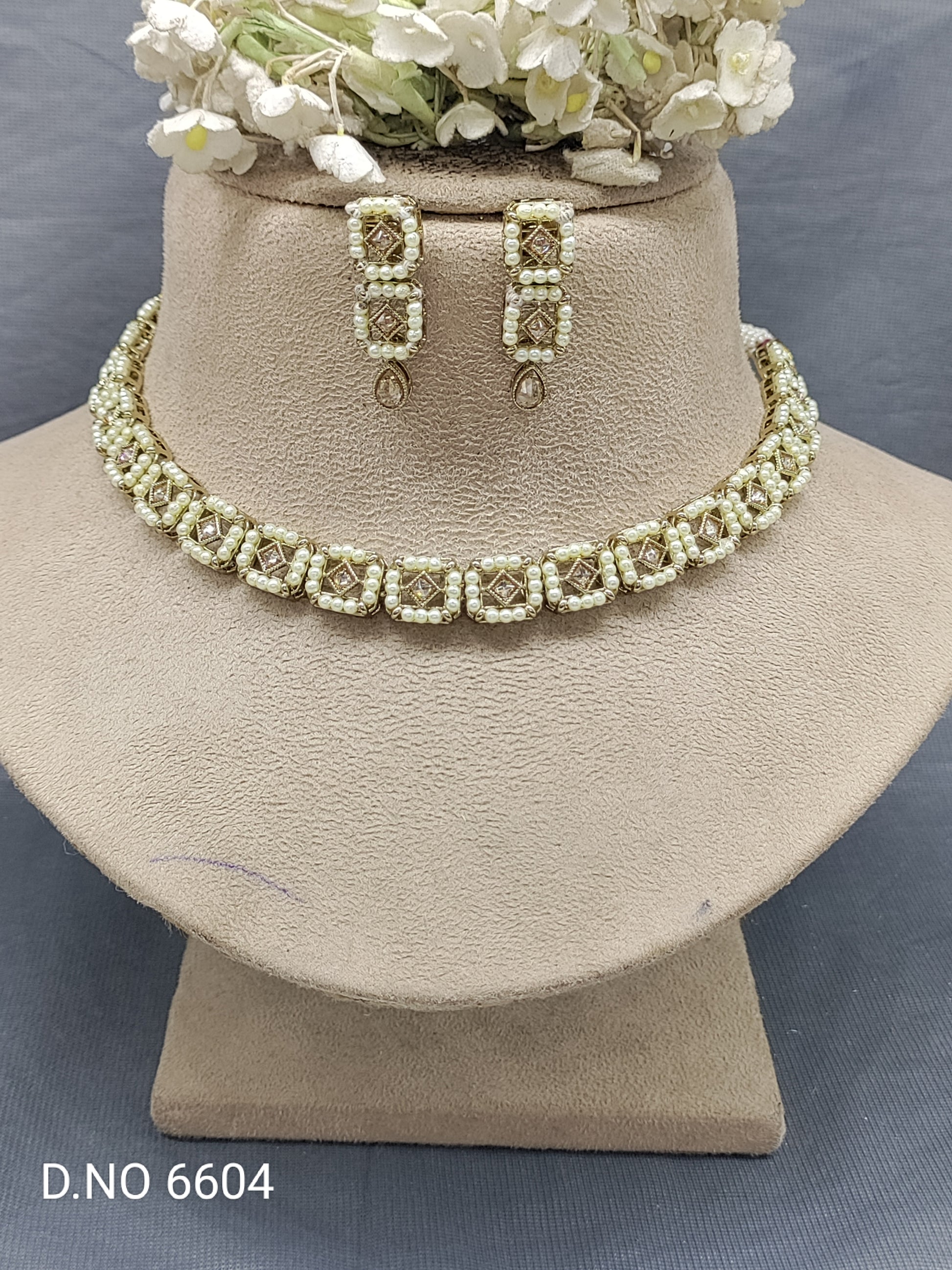 Polki Mehandi Necklace Set Sku 6604 rchiecreation