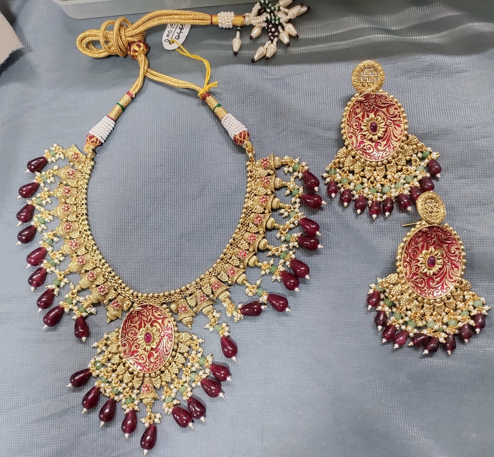 Antique Golden Panjabi Necklace Set Sku 15095 E4 rchiecreation