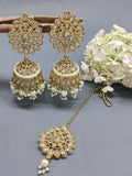 Mehandi Polki Earing+Tika SKU-2136 rchiecreation