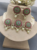 Artificial Choker Necklace Mehndi Set Sku-1816  B4 rchiecreation