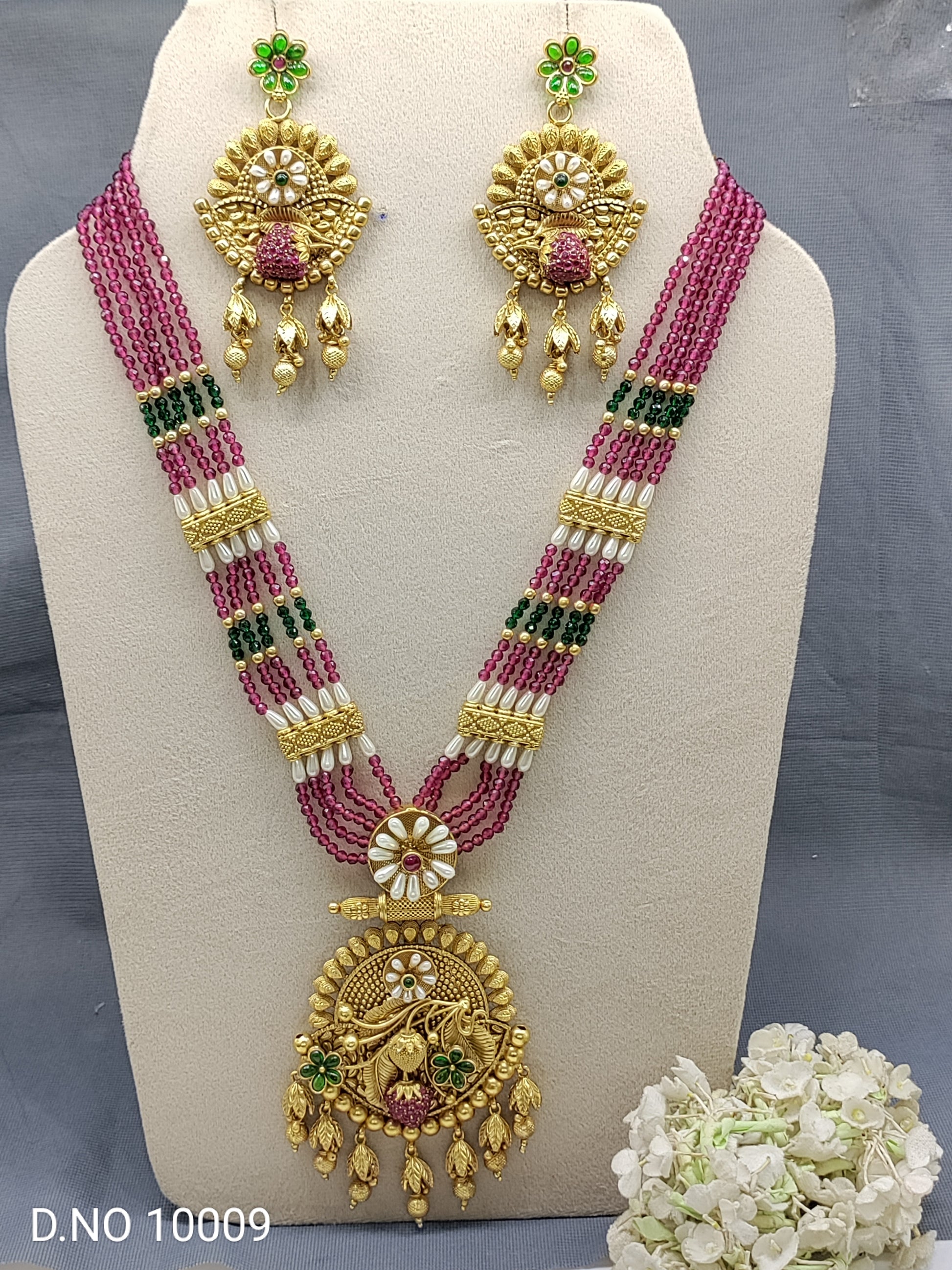 Antique Golden long Necklace Sku 10009 rchiecreation