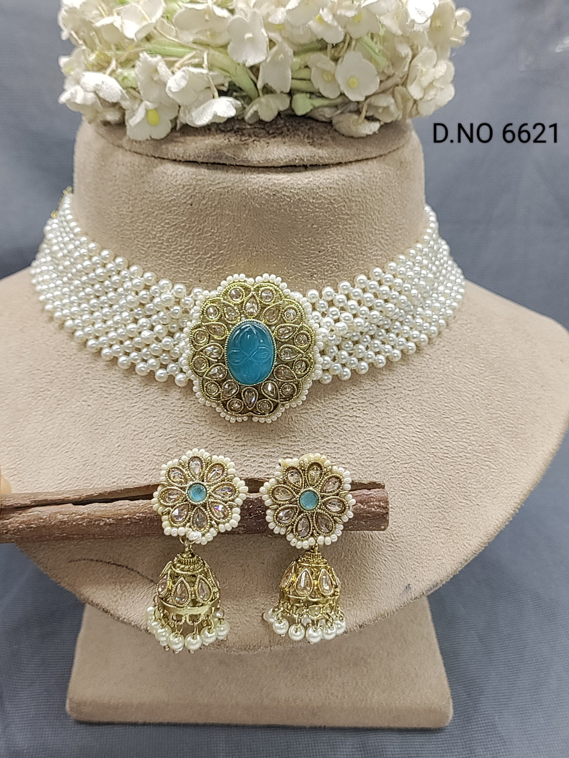 Polki Mehandi Chokar Necklace Set Sku 6621 rchiecreation