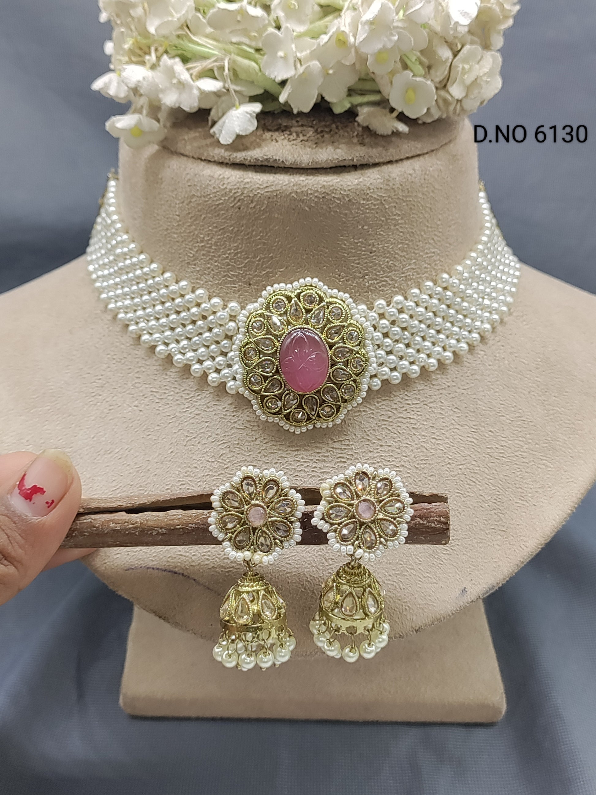 Polki Mehandi Chokar Necklace Set Sku 6621 rchiecreation