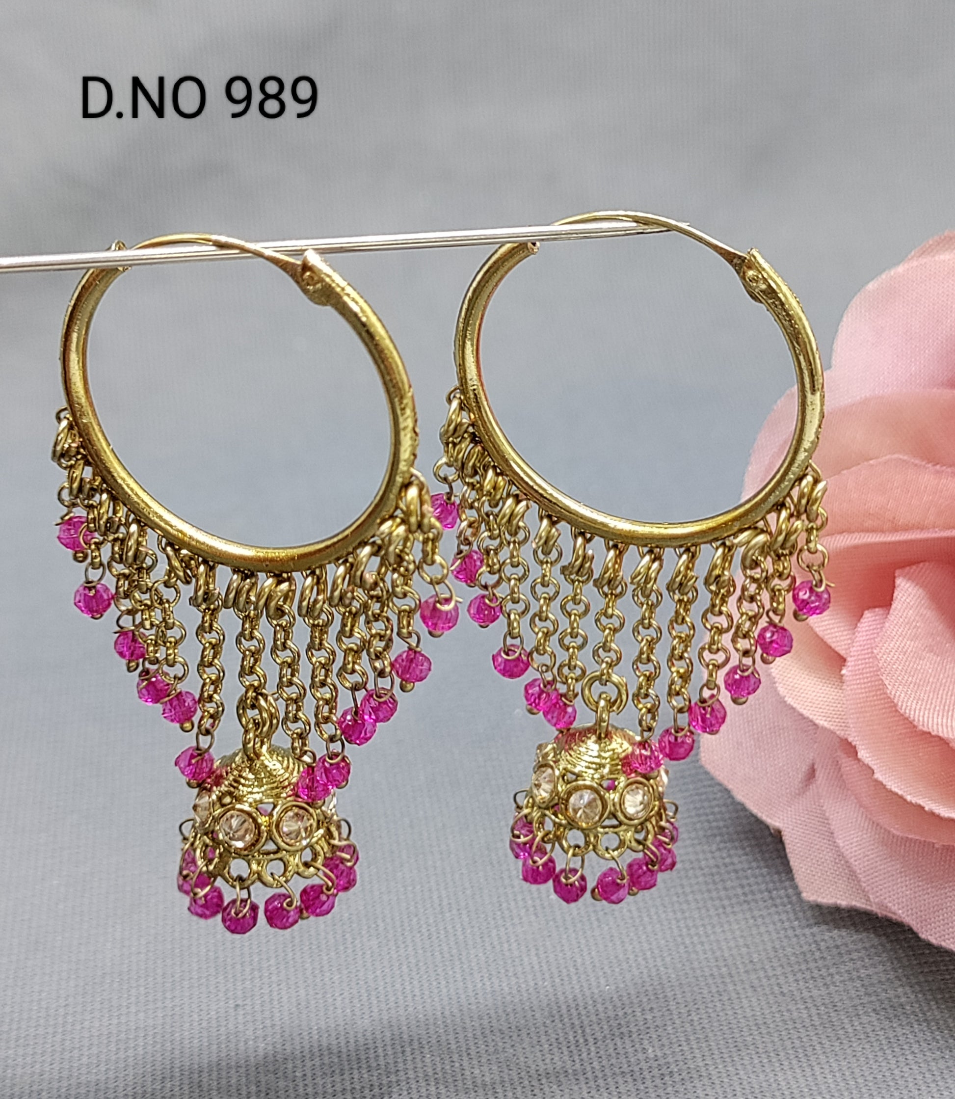 Mehandi pearl Bali Jhumki Sku 989 rchiecreation