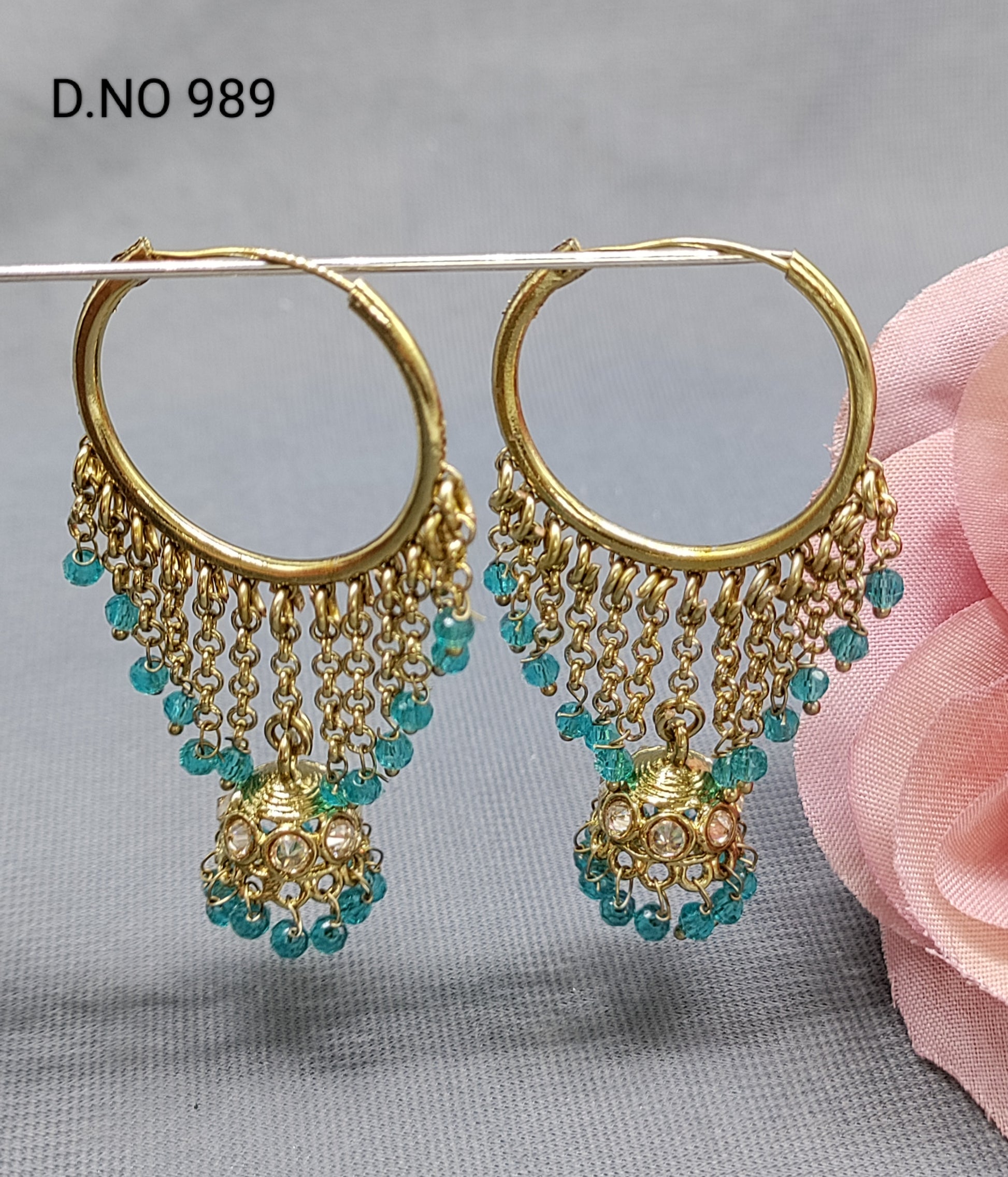 Mehandi pearl Bali Jhumki Sku 989 rchiecreation