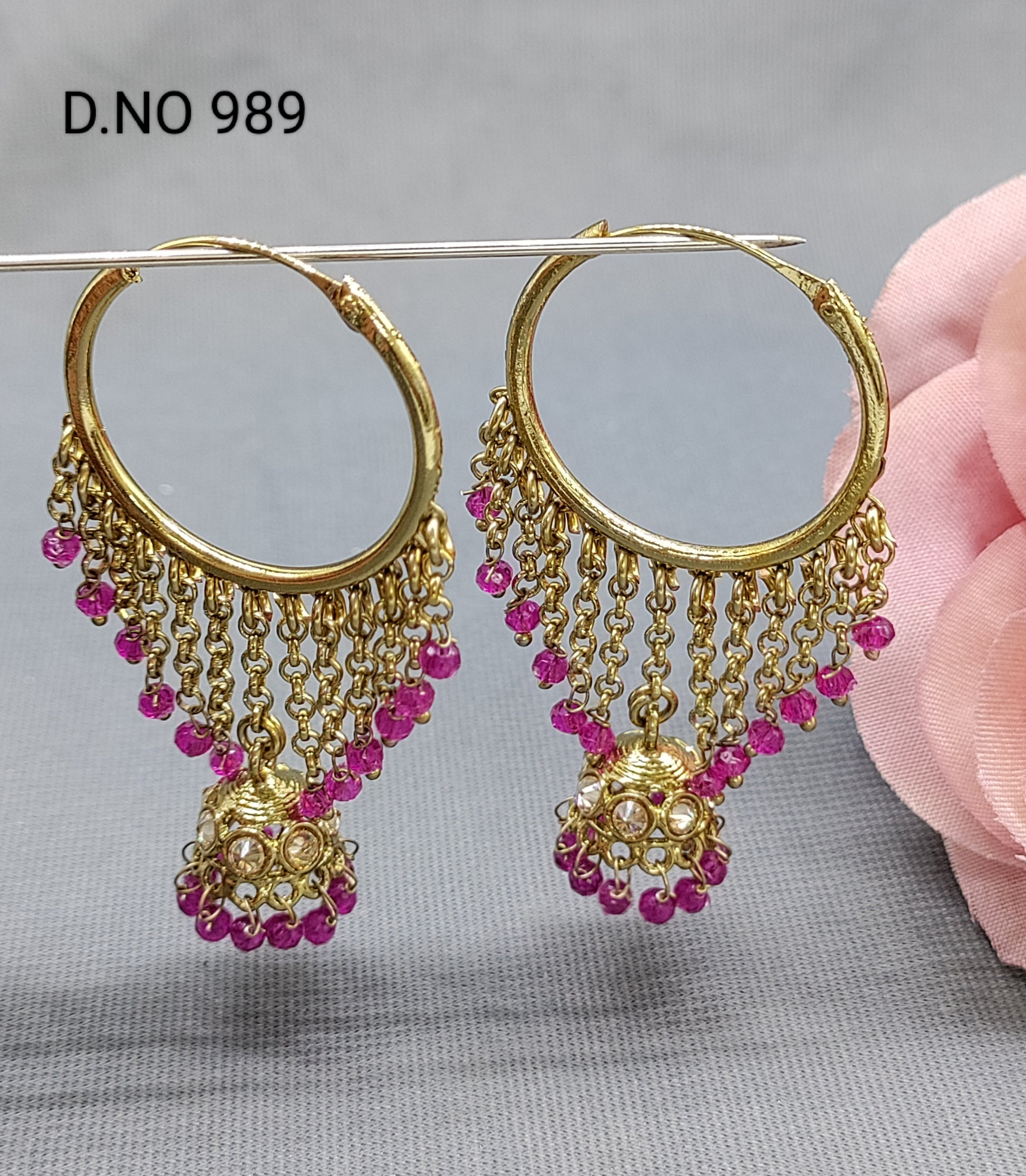 Mehandi pearl Bali Jhumki Sku 989 rchiecreation