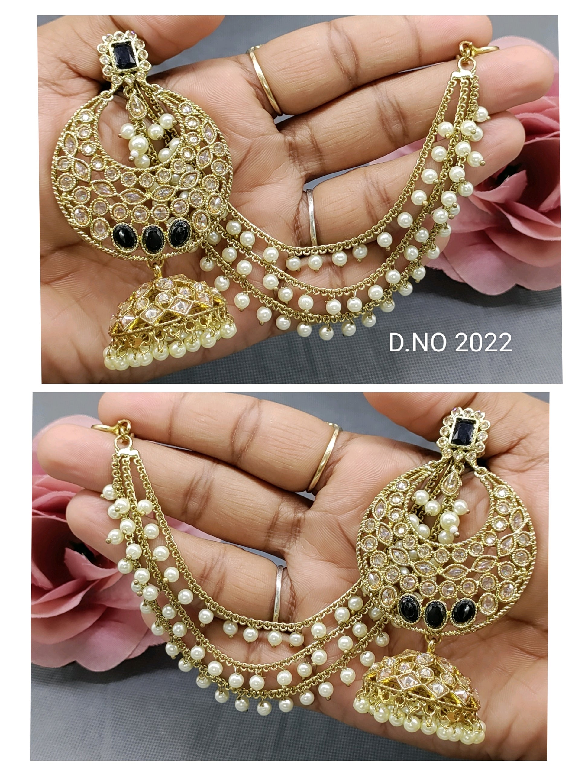 Polki Mehandi Bahubali Earring Sku-2022 A4 rchiecreation