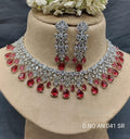 Cz Ad Rodium Necklace Set Sku AN 041 SR D5 rchiecreation