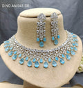Cz Ad Rodium Necklace Set Sku AN 041 SR D5 rchiecreation