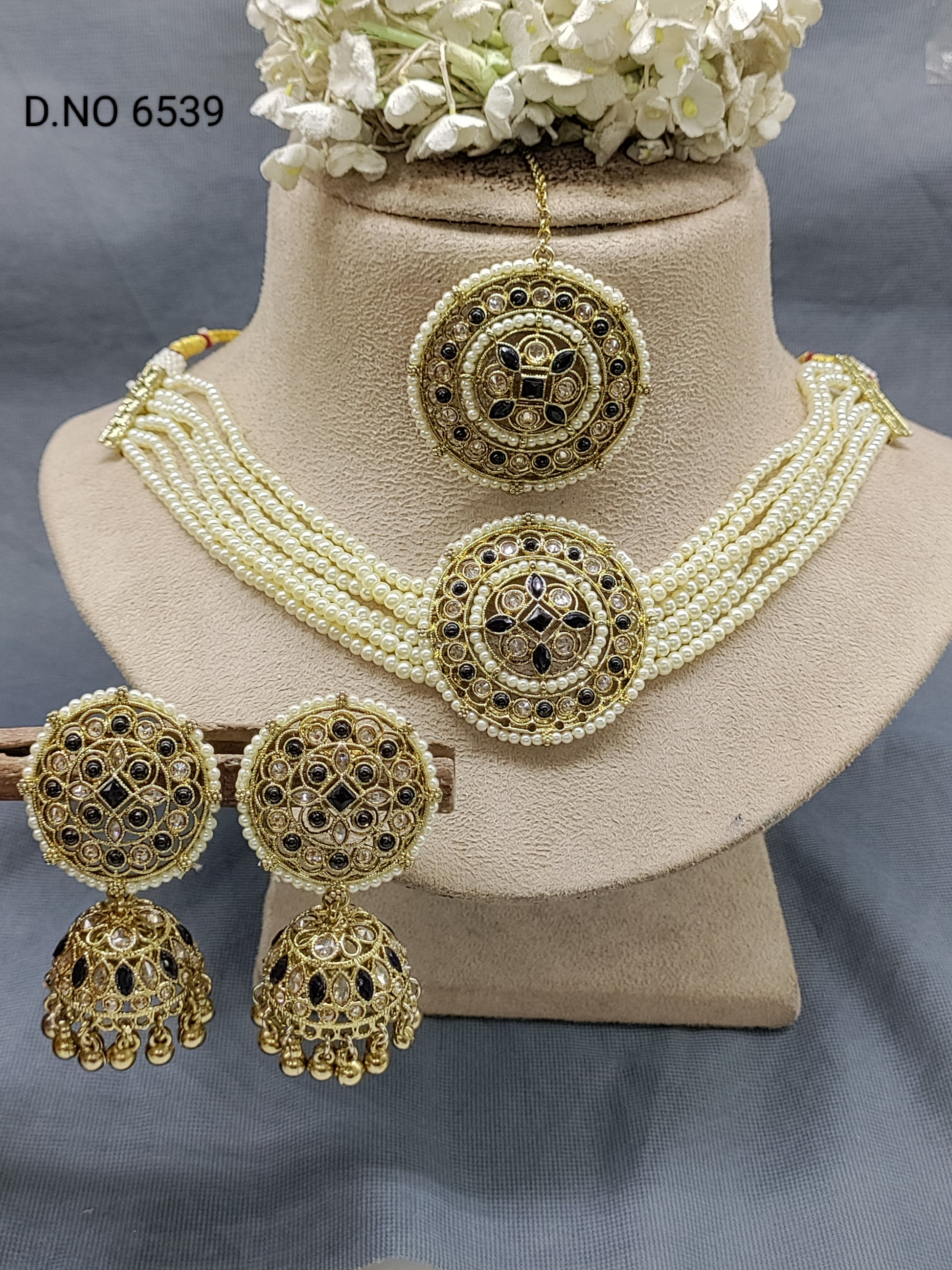 Polki Mehandi choker necklace set Sku 6539 B1 rchiecreation