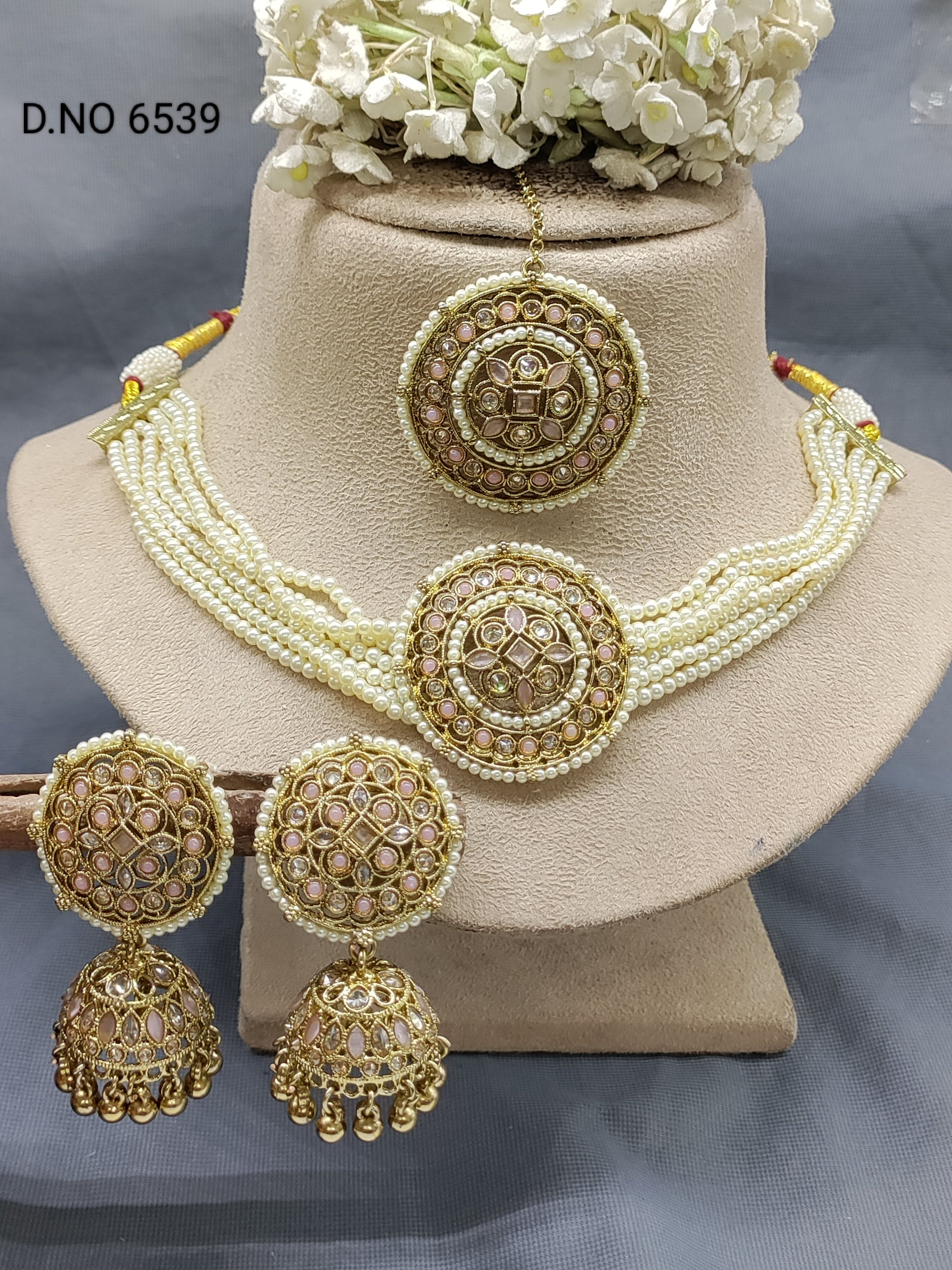 Polki Mehandi choker necklace set Sku 6539 B1 rchiecreation