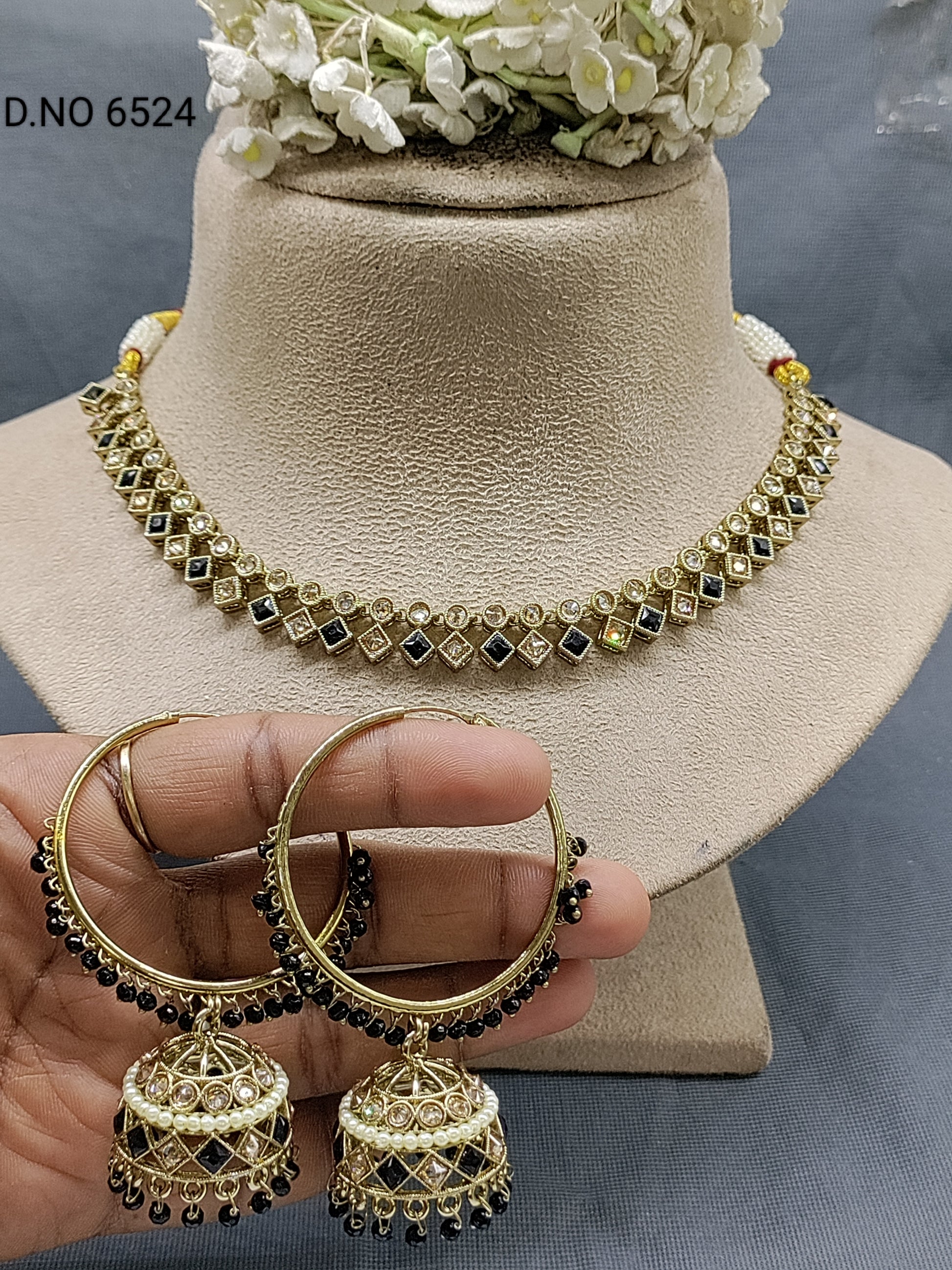 Polki Mehandi Necklace Set Sku 6524 B1 rchiecreation