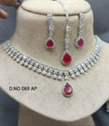 American Diamond Necklace Rodium Sku-6203 C3 rchiecreation