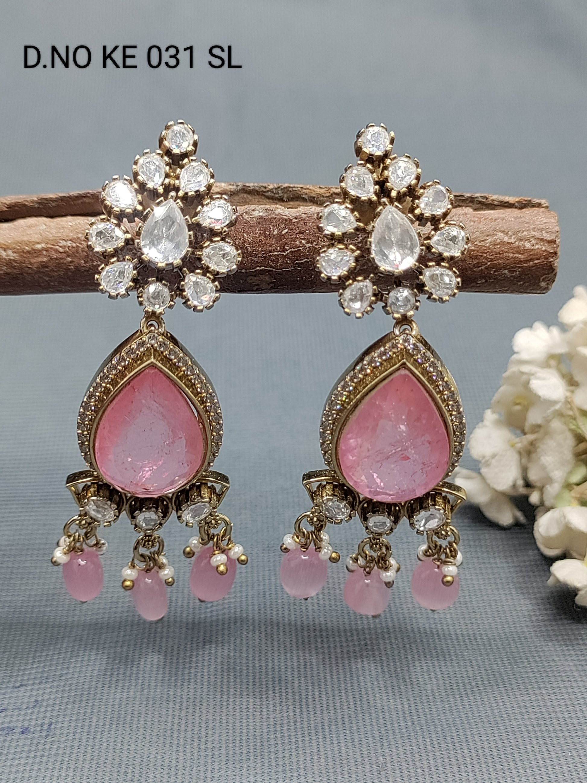 Moissanite Mehandi Doublet Earrings Sku KE 031 SL rchiecreation