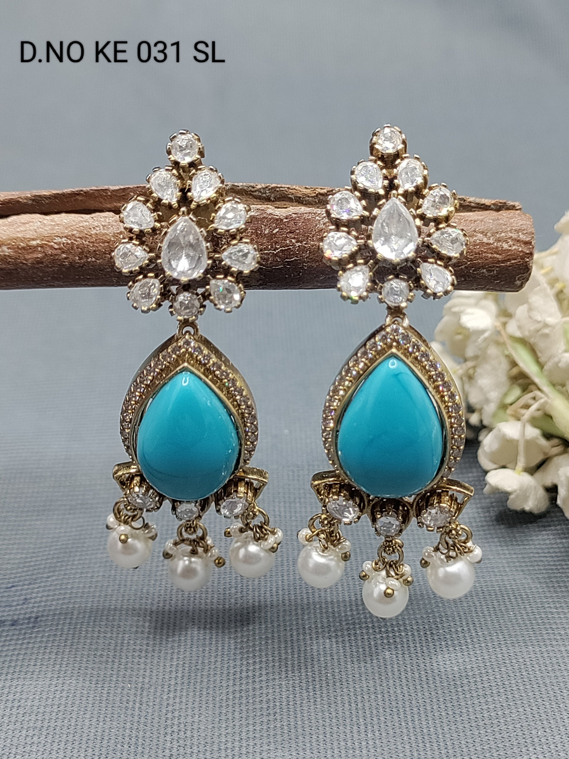 Moissanite Mehandi Doublet Earrings Sku KE 031 SL rchiecreation