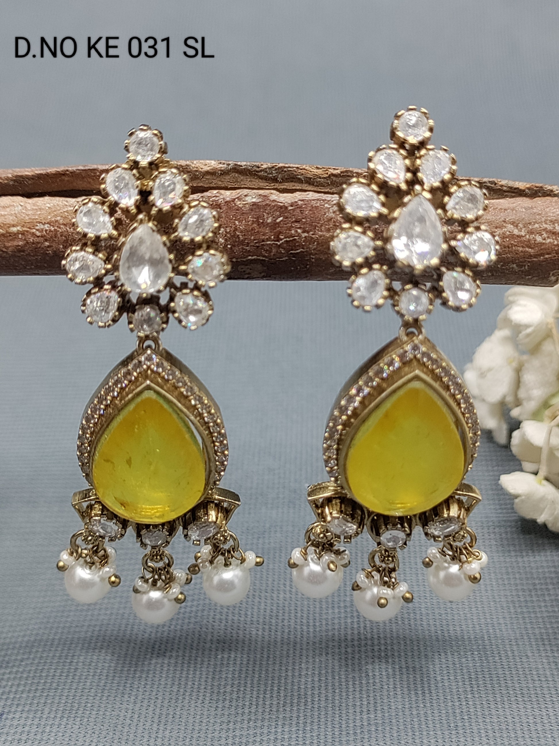 Moissanite Mehandi Doublet Earrings Sku KE 031 SL rchiecreation