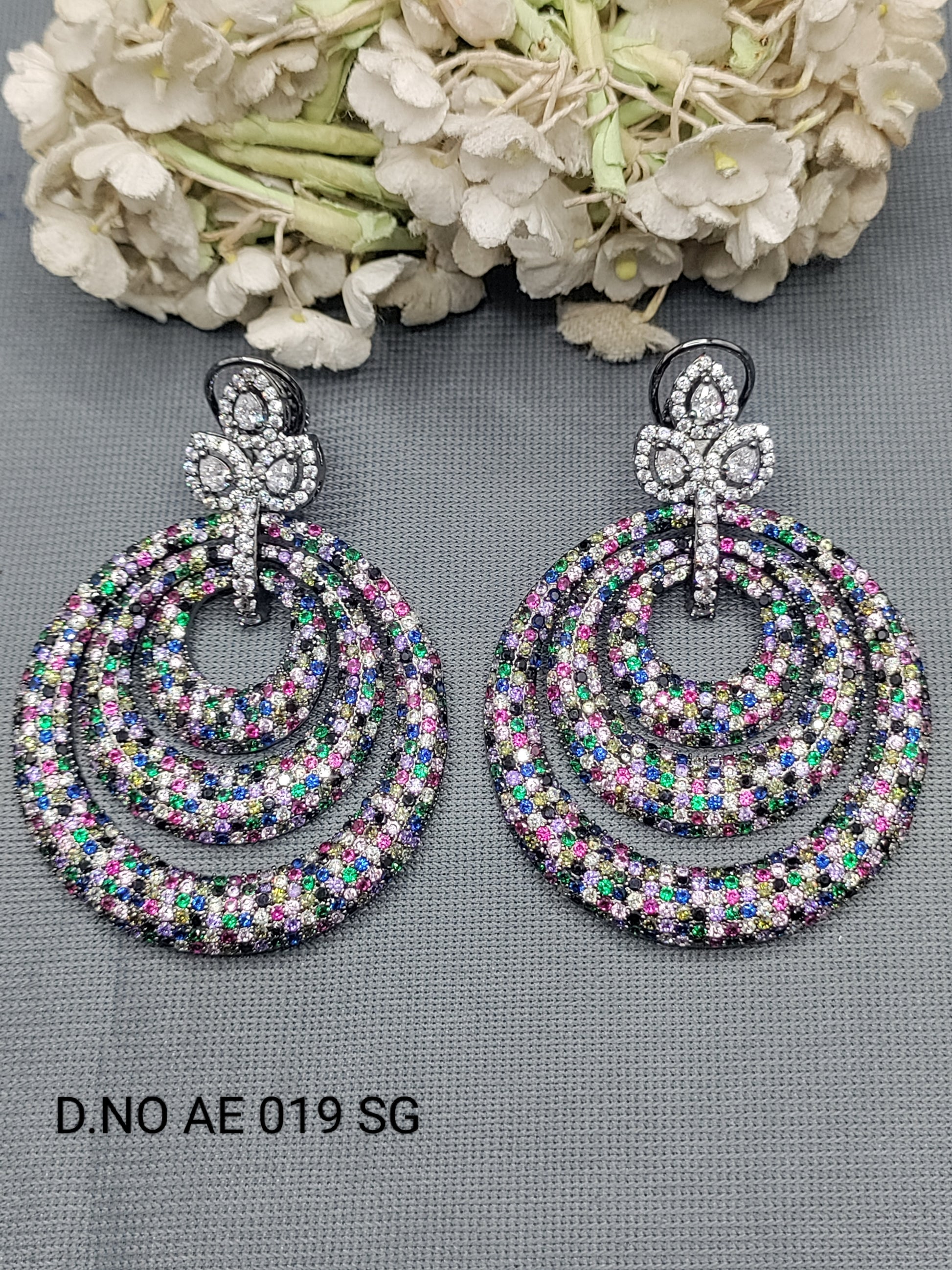 Cz Ad Victorian Earrings Sku AE 019 SG rchiecreation