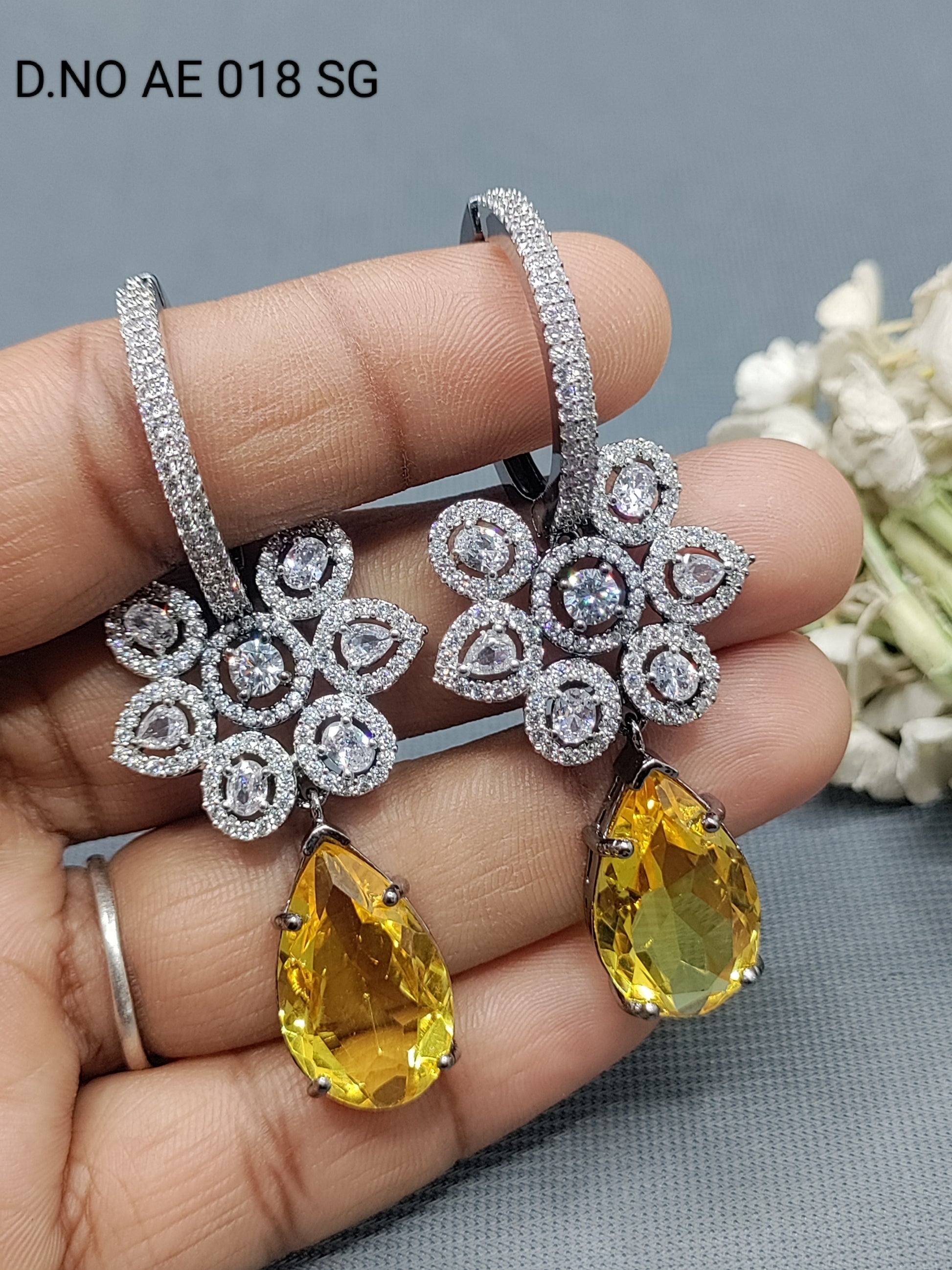Cz Ad Rodium Earrings Sku AE 018 SG rchiecreation