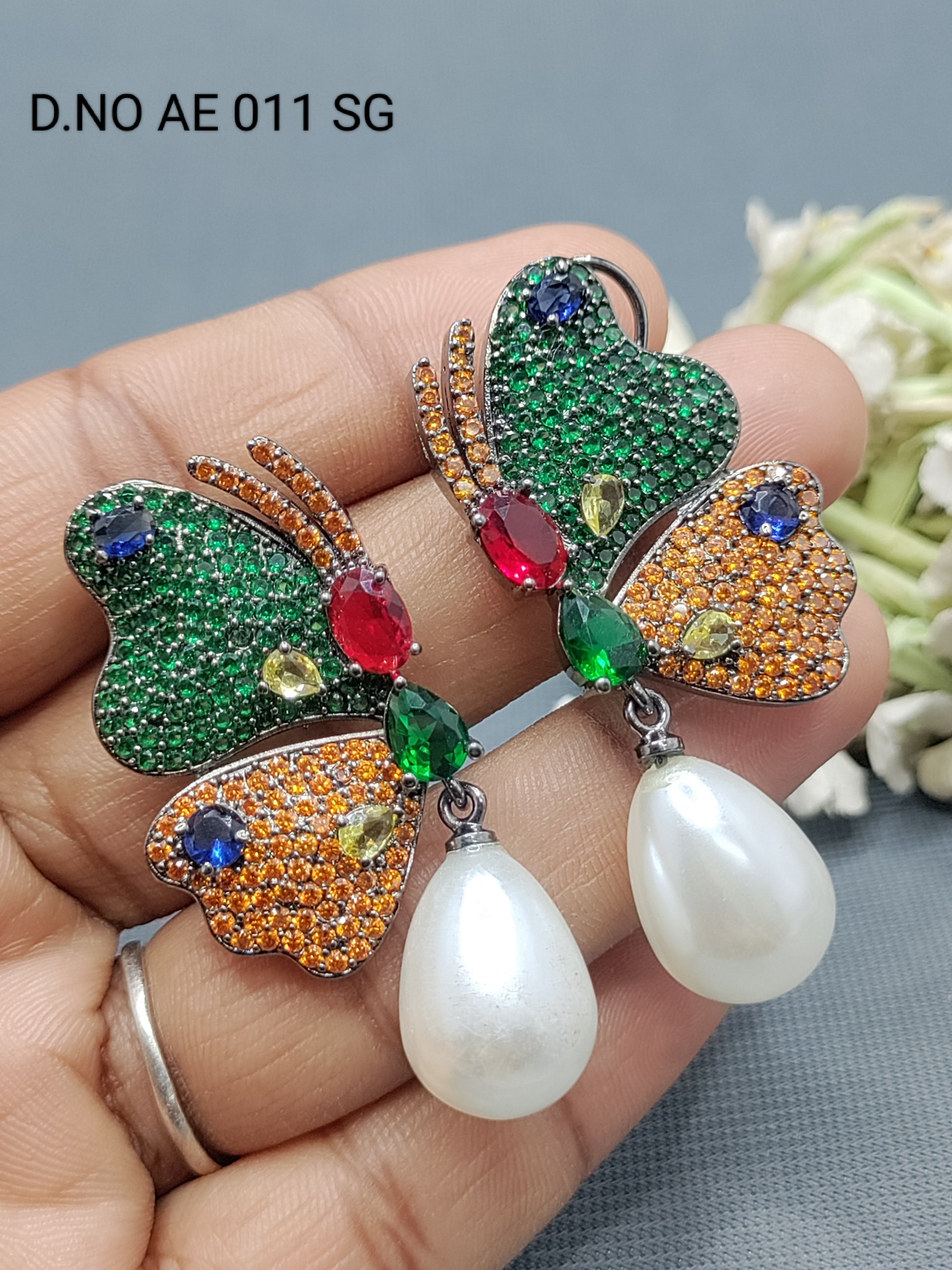 Cz Ad Victorian Earrings Sku AE 011 SG rchiecreation