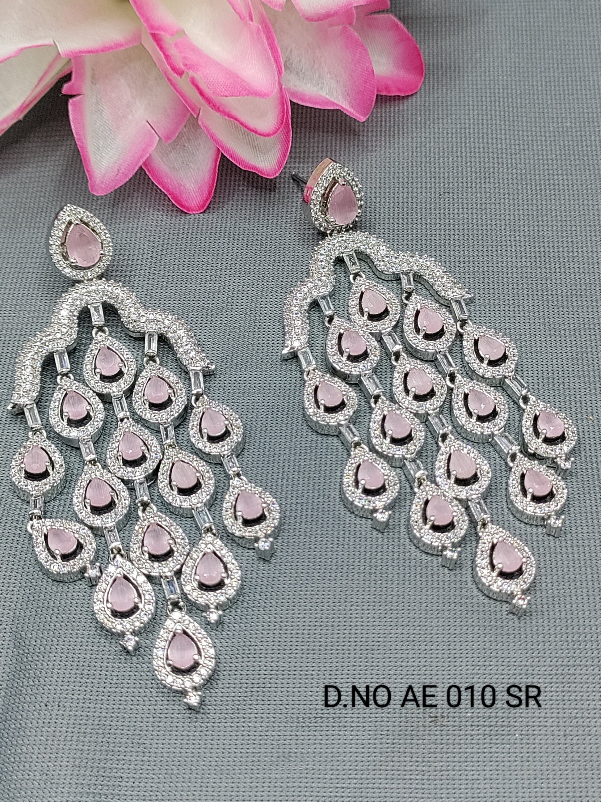 Cz Ad Rodium Earrings Sku AE 010 SR rchiecreation