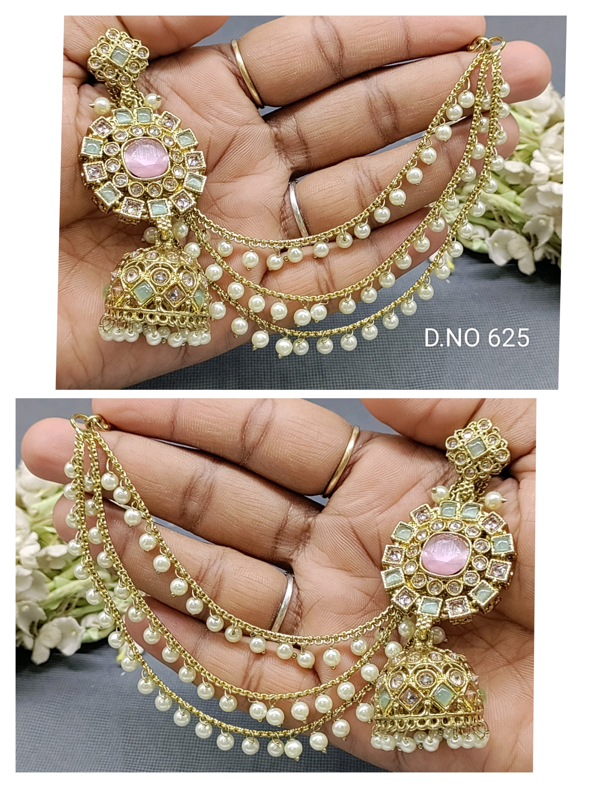 Polki Mehndi Bahubali Earring Sku-625 A4 rchiecreation